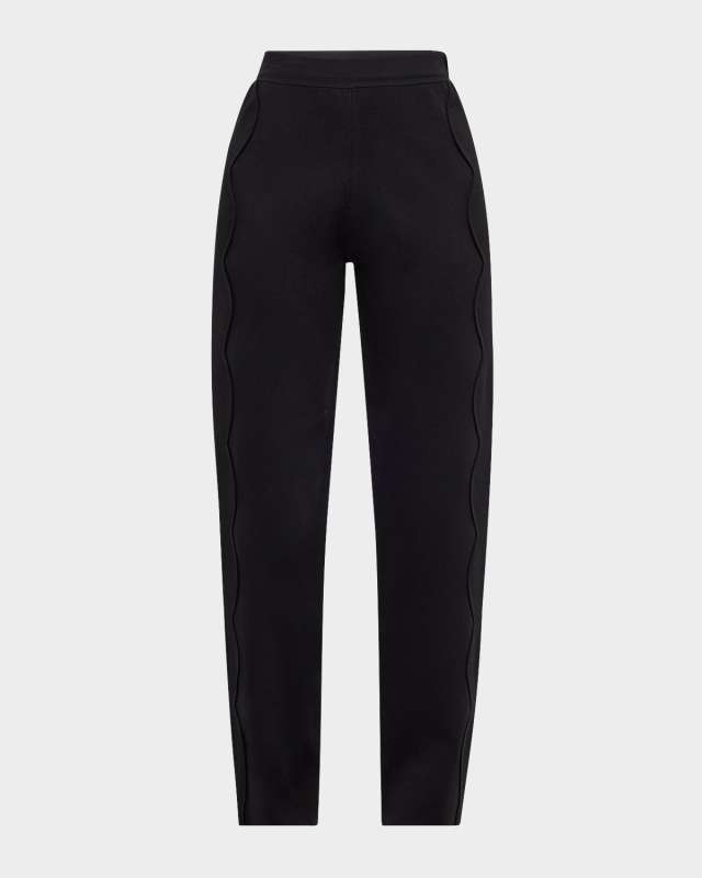 Asher Scalloped Straight-Leg Pants